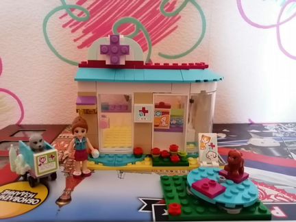 Lego friends Ветеринарная клиника+львенок+лошадка