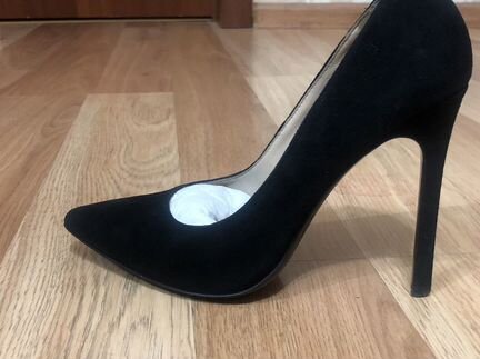 Черные туфли лодочки замшевые