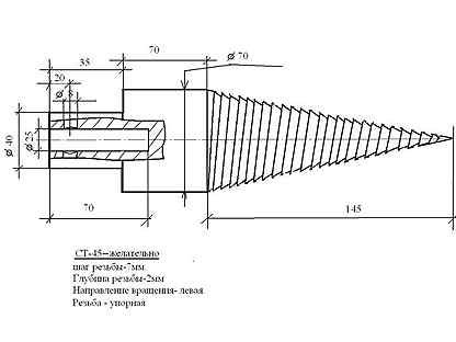 Конус для дровокола чертежи и размеры винтовой