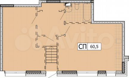 1-к квартира, 61 м², 1/45 эт.