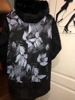 Дубленка куртка с капюшоном 54/56/58