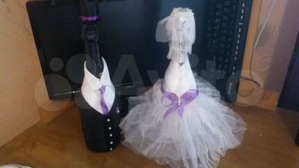 Украшенные бутылки на свадьбу