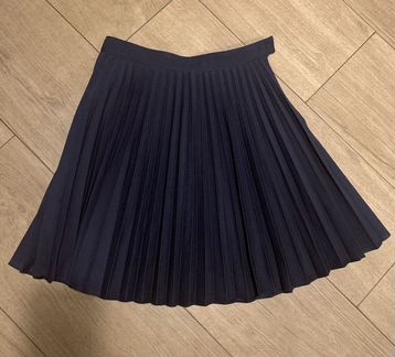 Юбка плиссе синяя школьная, рост 128