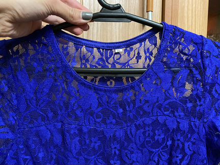 Платье кружевное синее