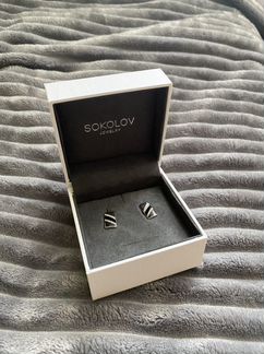 Запонки Sokolov (серебряные, новые)