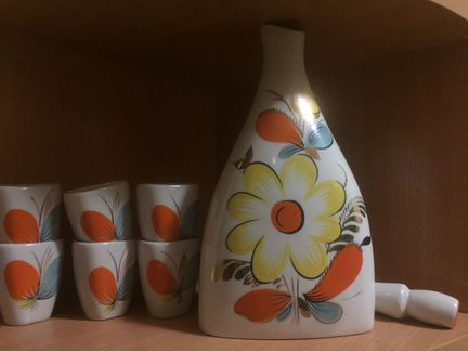 Штоф с рюмками, Городница, фарфор