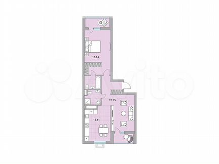 2-к квартира, 70.5 м², 8/24 эт.