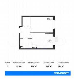 1-к квартира, 33.9 м², 15/23 эт.