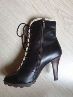 Полусапоги кожаные утепленные