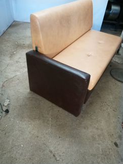 Диван эко кожа - белый/коричневый 163/71/90