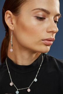 Серьги асимметричные из берилла с гематитом