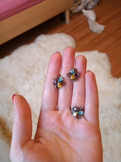 Комплект серьги серебро 925