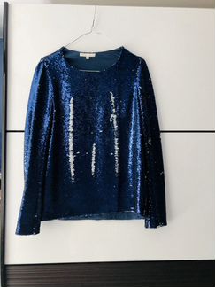 Синий джемпер, пуловер Maje в пайетках.Paris