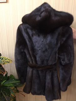 Шуба норковая с капюшоном
