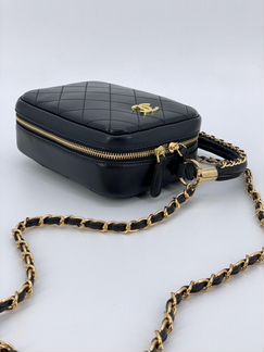Женская сумка Chanel чехол на цепочке черная новая