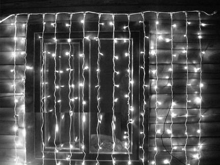 Гирлянда штора занавес 2 на 6 желтая с мерцанием