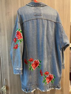 Куртка джинсовая oversize удлиненная pull&bear