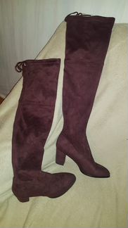 Сапоги-чулки замшевые бордовые