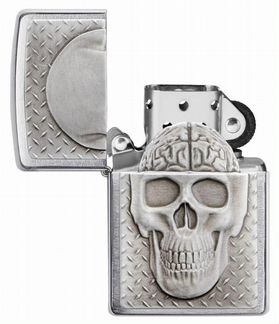 Зажигалка zippo череп с мозгами