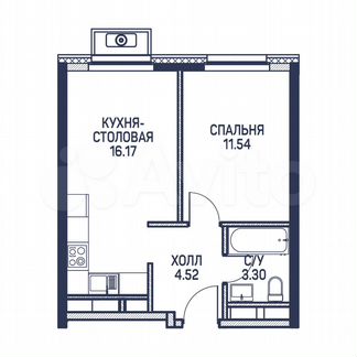 1-к квартира, 35.6 м², 15/22 эт.