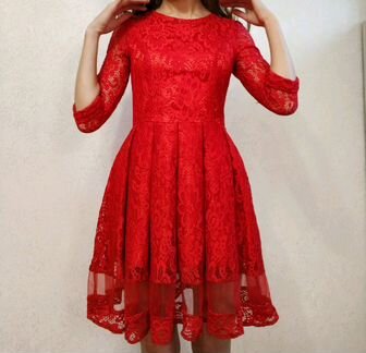 Праздничное красное платье 42р