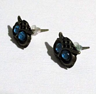 Совы голубоглазые. Серьги пуссеты Fashion Jewelry